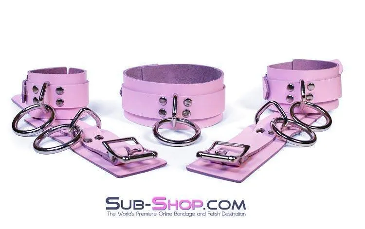 0993A-SIS      Captured Beauty Sissy Vixen Princess Pink Leather Bondage Ankle Cuffs