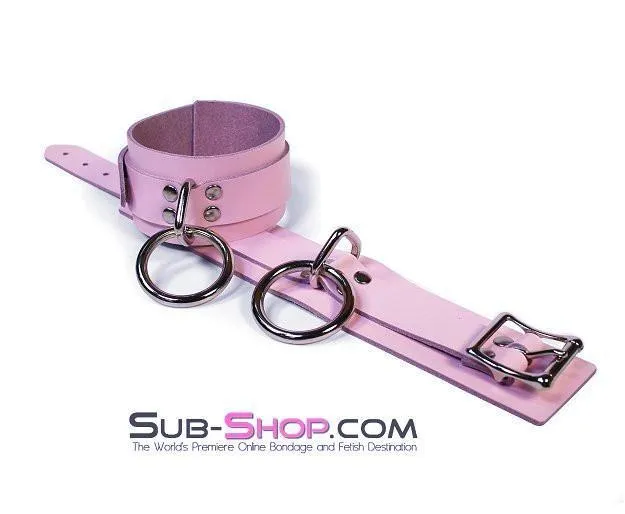 0993A-SIS      Captured Beauty Sissy Vixen Princess Pink Leather Bondage Ankle Cuffs