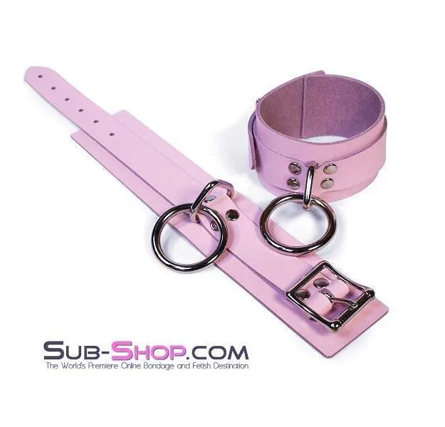0993A-SIS      Captured Beauty Sissy Vixen Princess Pink Leather Bondage Ankle Cuffs