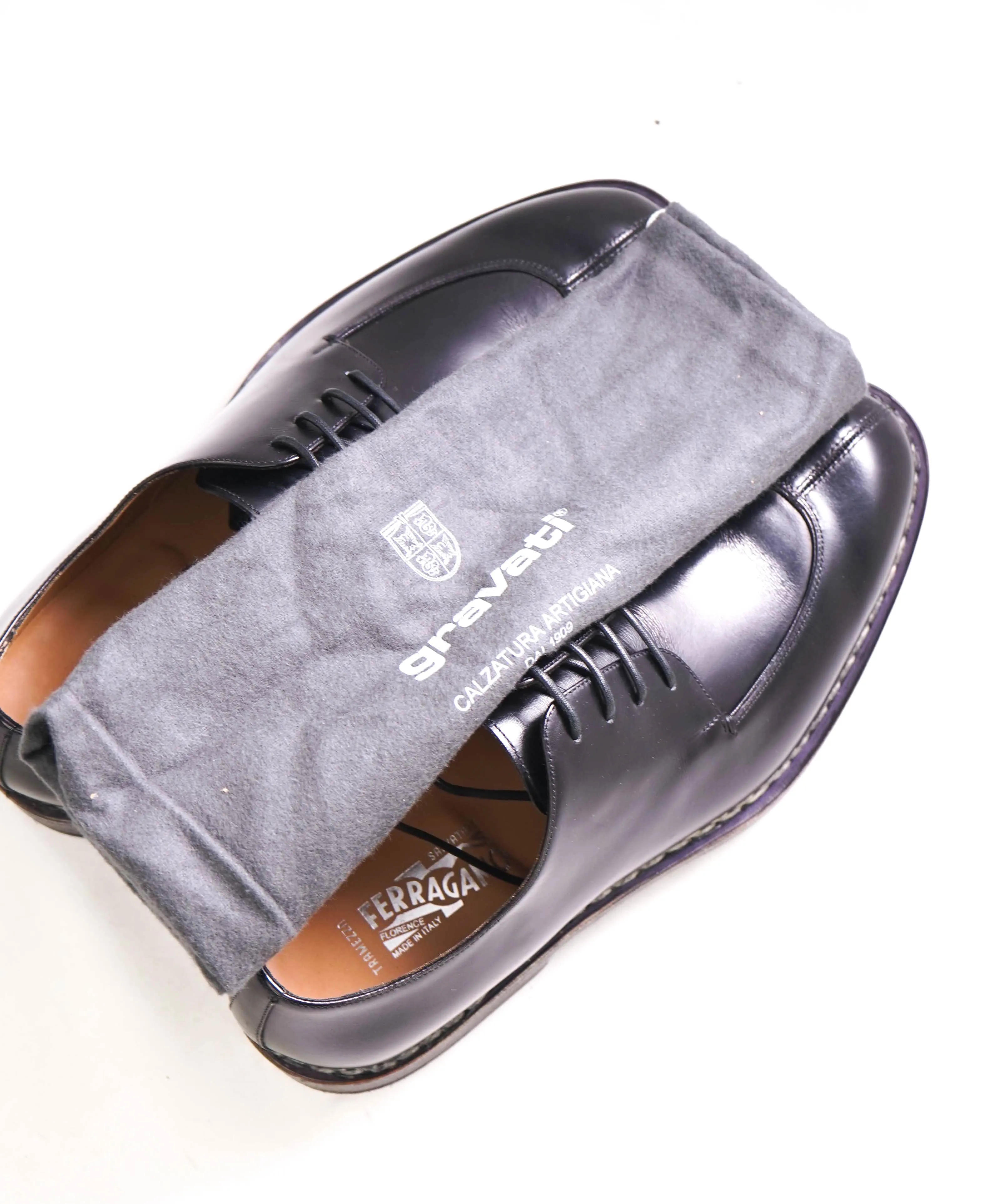 $1,295 SALVATORE FERRAGAMO - "TRAMEZZA" Norwegian Welt Split-Toe Oxford - 7.5 D