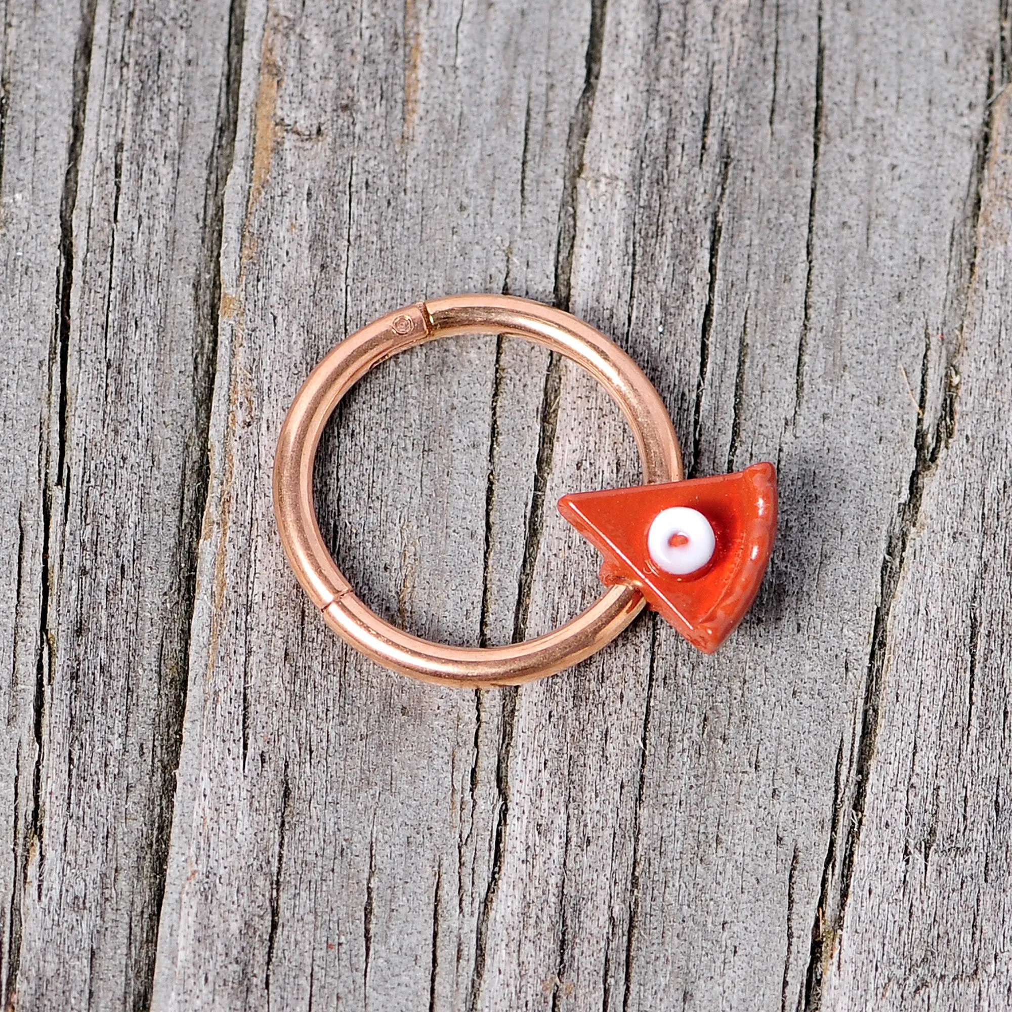 16 Gauge 3/8 Rose Gold Tone Pumpkin Pie Holiday Hinged Segment Ring