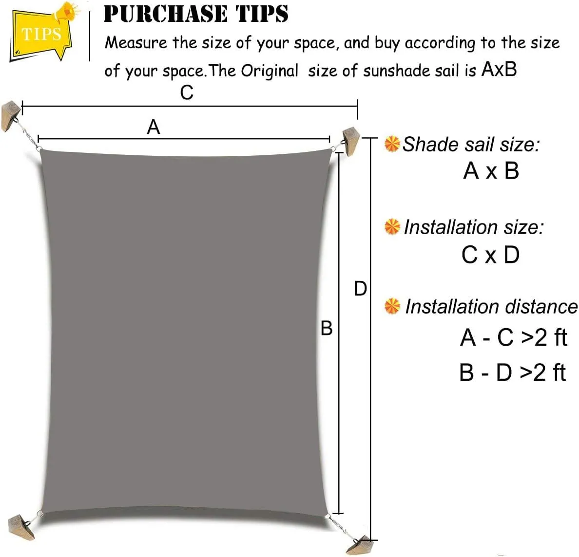 16'x'20' Rectangle Patio Sun Shade Sail（Grey Color）