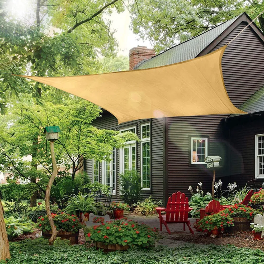 20'x'20' Rectangle Patio Sun Shade Sail（Sand Color）