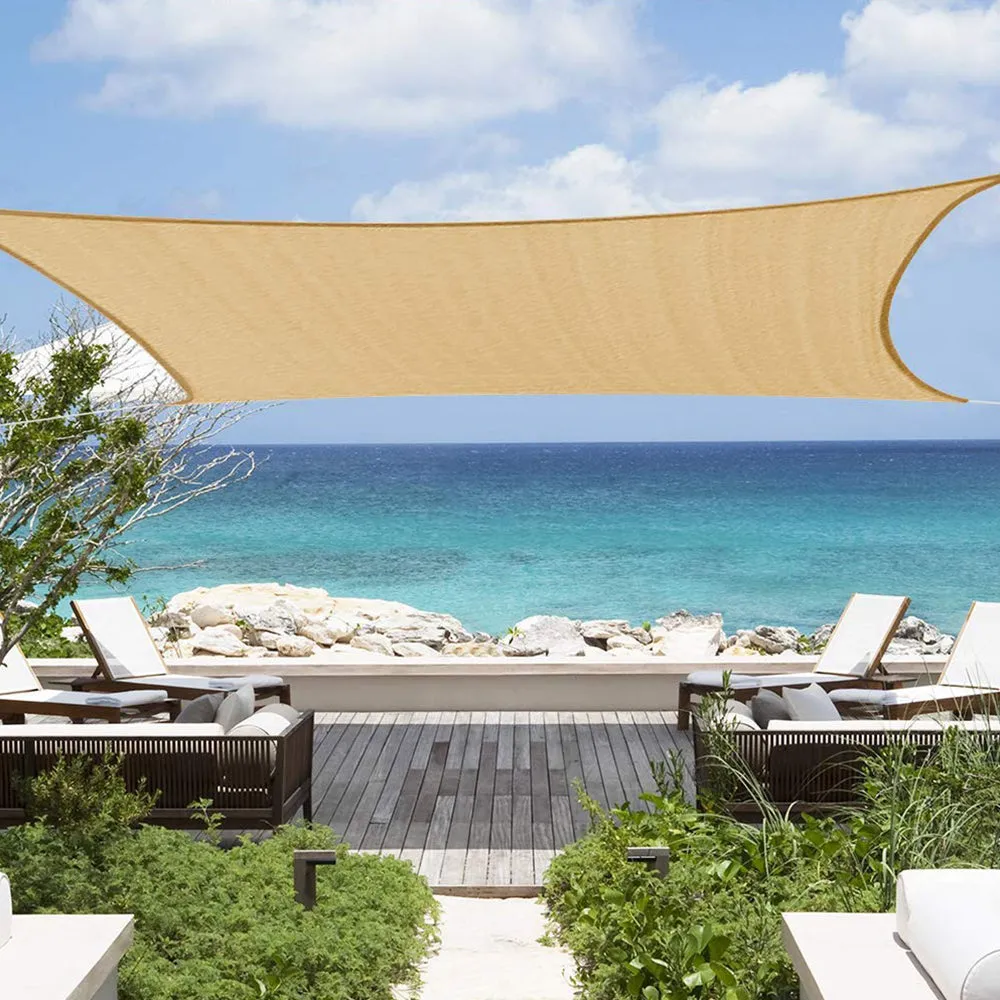 20'x'20' Rectangle Patio Sun Shade Sail（Sand Color）