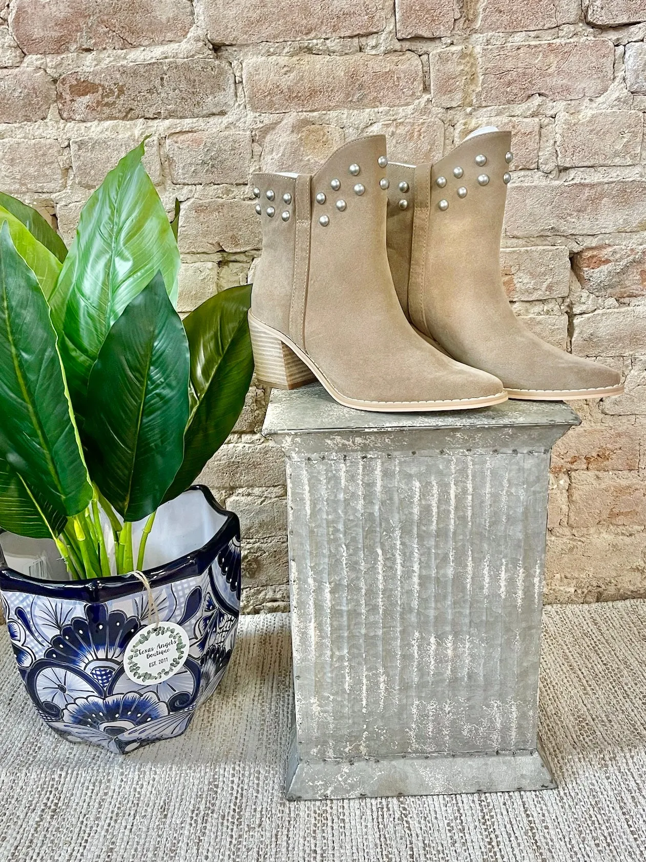 40% Off - Totally Into You Taupe Studded Booties