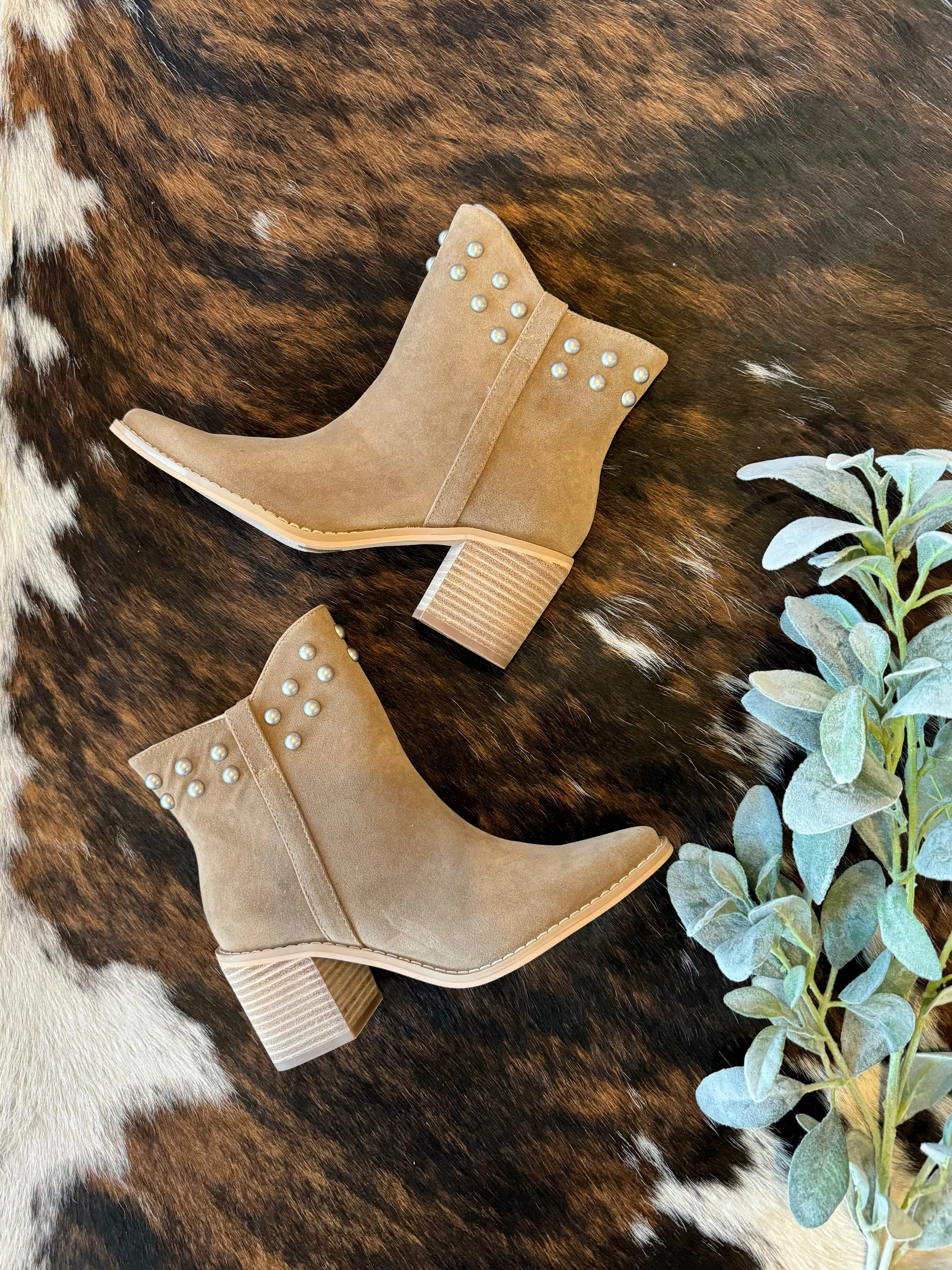 40% Off - Totally Into You Taupe Studded Booties