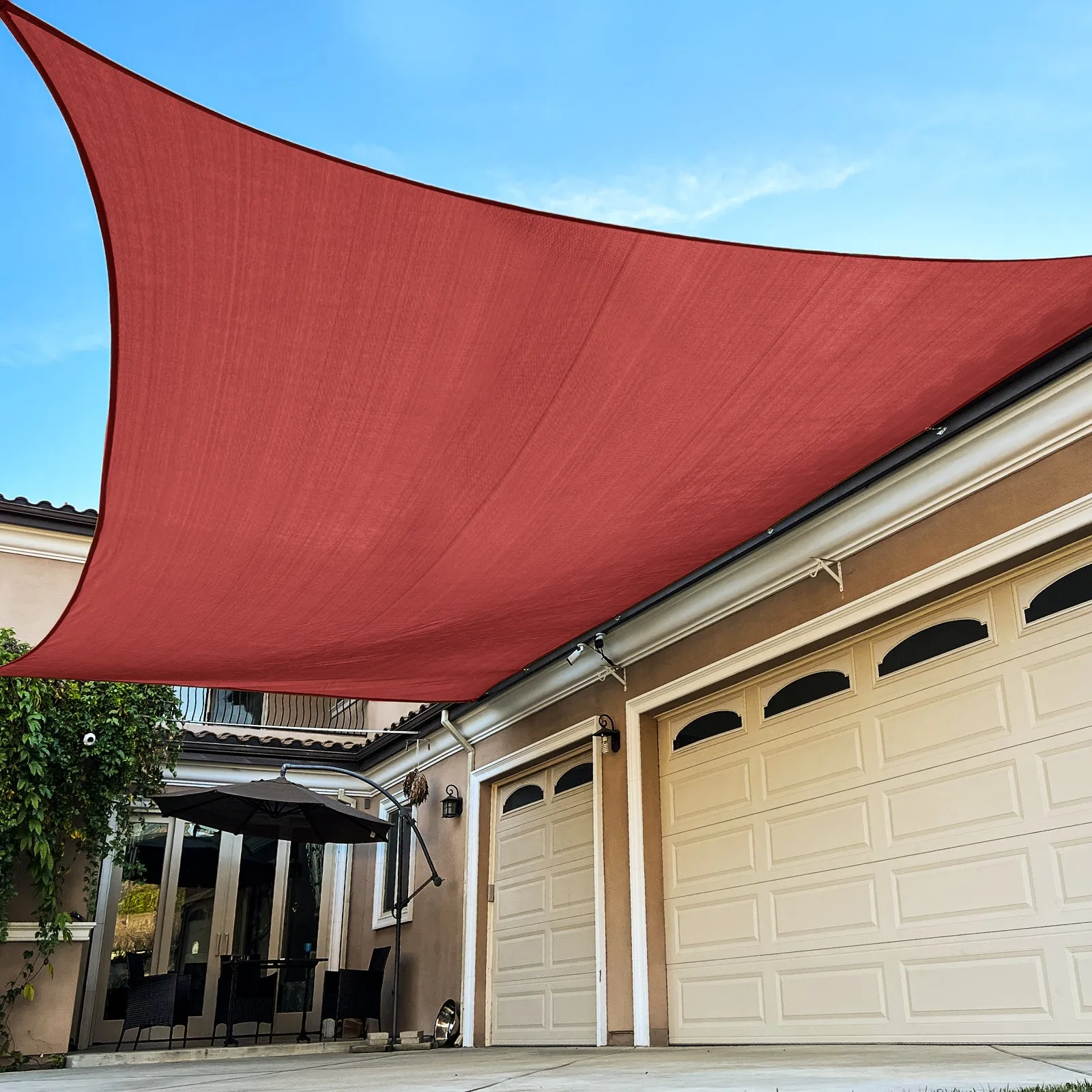 6'x'14' Rectangle Patio Sun Shade Sail（Red Color）
