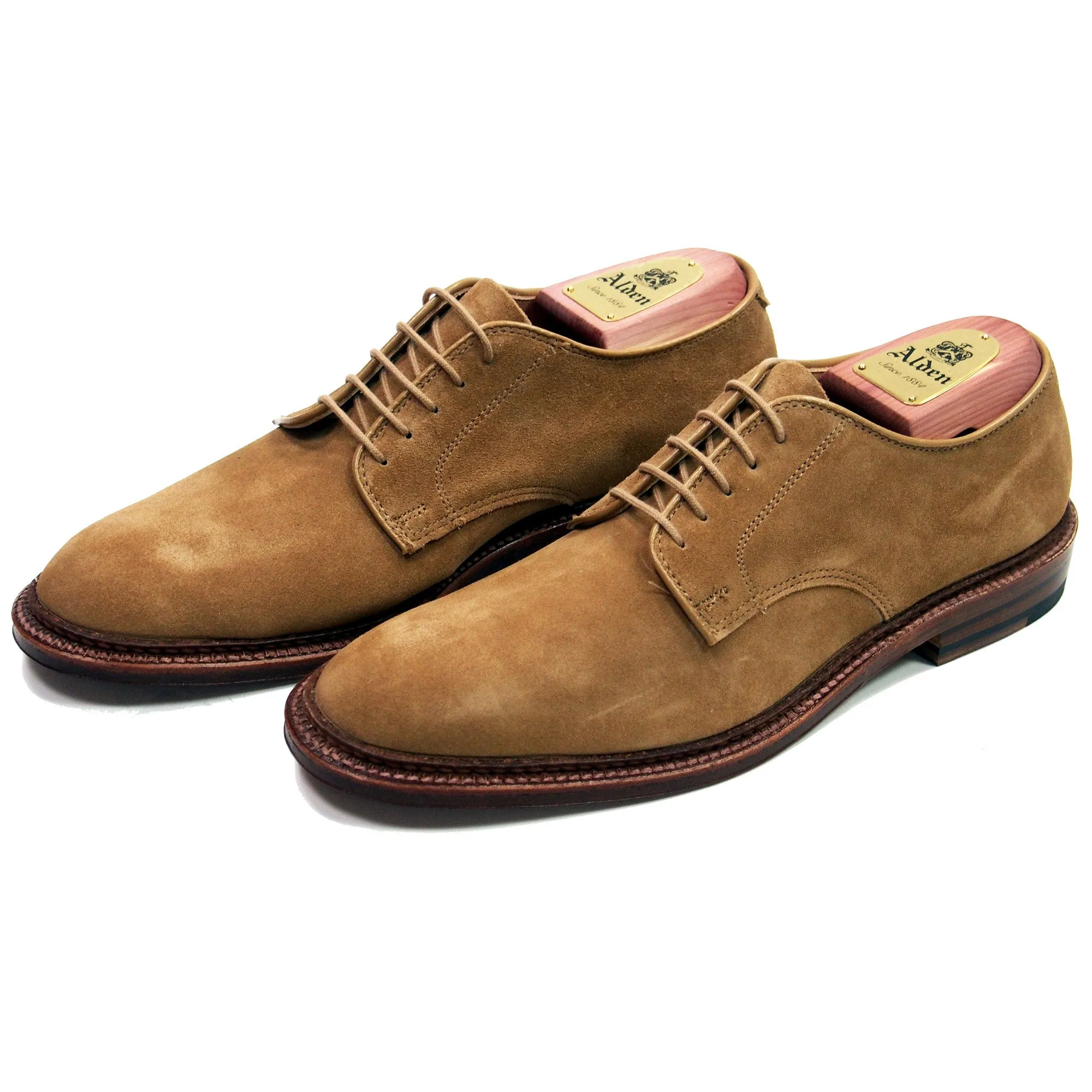 Alden 29332F Plain Toe Blucher in Tan Suede