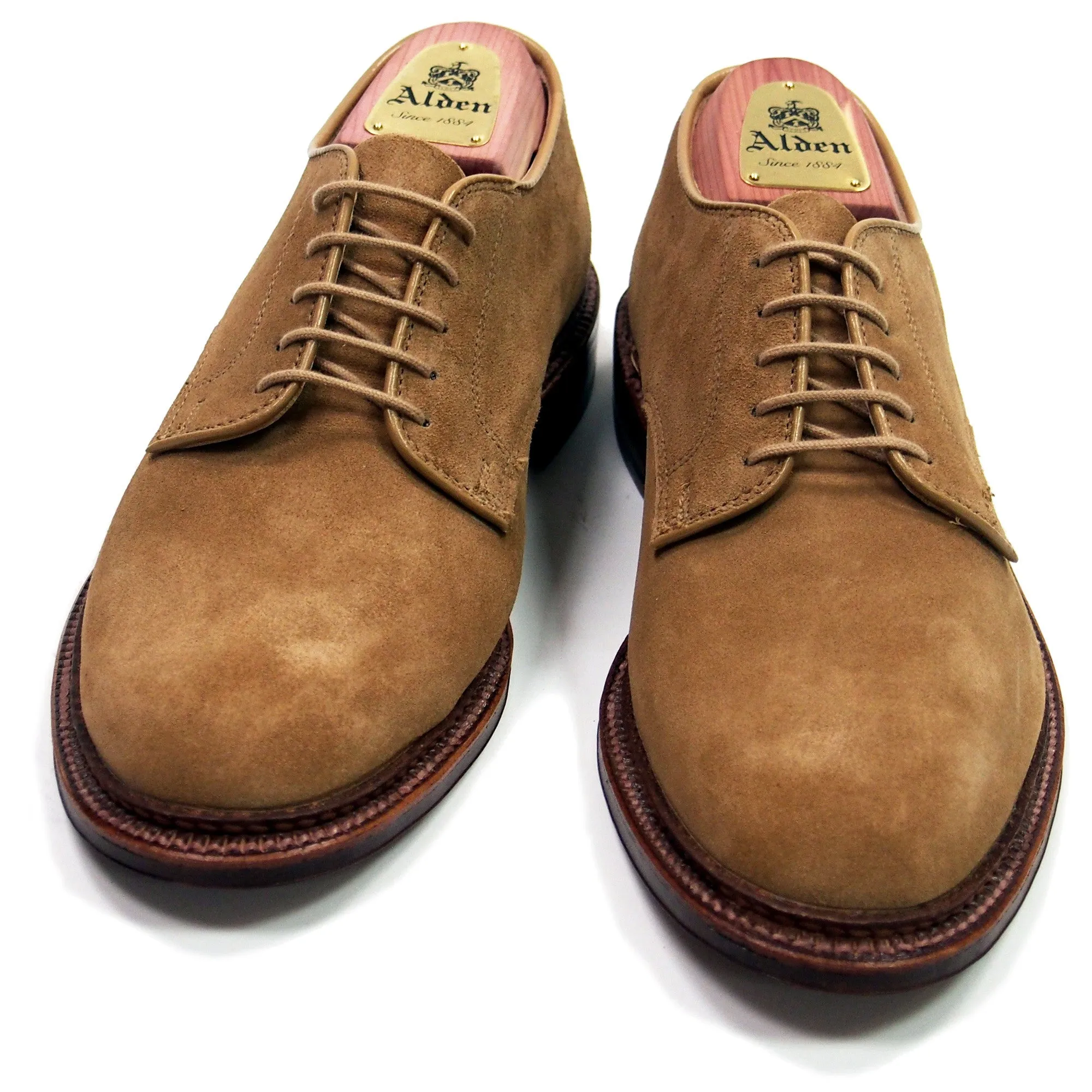 Alden 29332F Plain Toe Blucher in Tan Suede