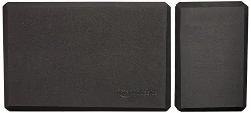 AmazonBasics Foam Yoga Blocks - 4 x 9 x 6 Inches, Set of 2, Black