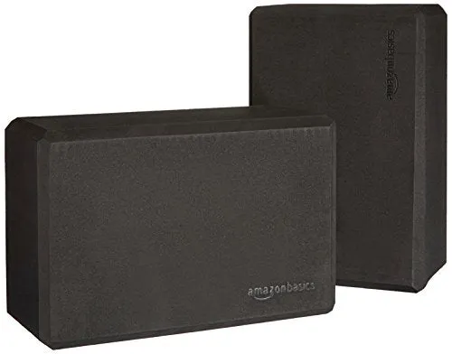AmazonBasics Foam Yoga Blocks - 4 x 9 x 6 Inches, Set of 2, Black
