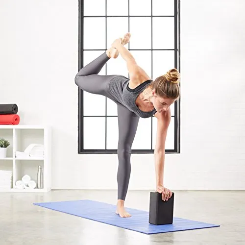 AmazonBasics Foam Yoga Blocks - 4 x 9 x 6 Inches, Set of 2, Black
