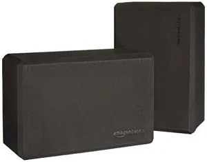 AmazonBasics Foam Yoga Blocks - 4 x 9 x 6 Inches, Set of 2, Black