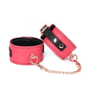 Angel's Kiss Pink Leather Ankle Cuffs with Locking Buckle