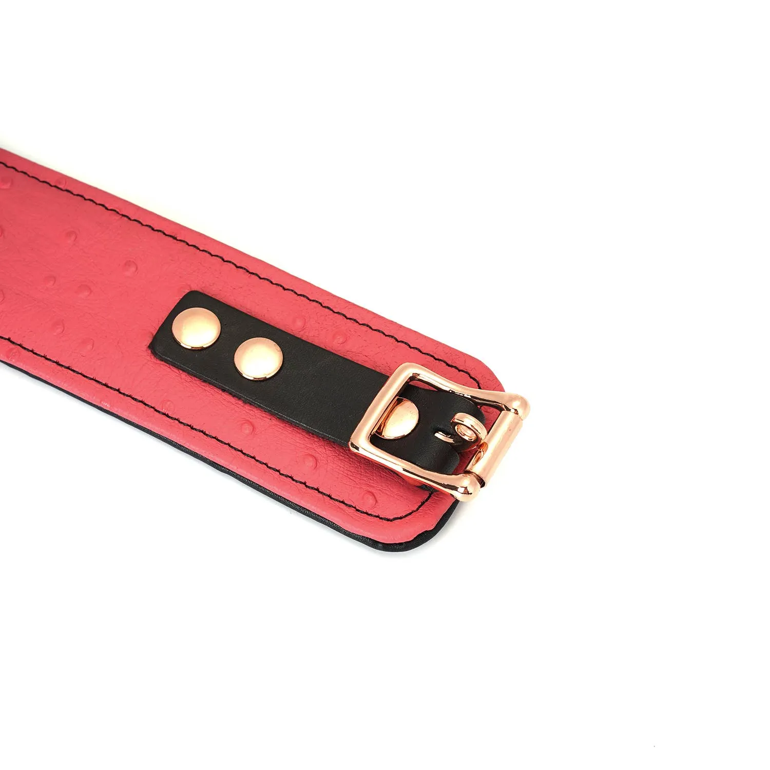 Angel's Kiss Pink Leather Ankle Cuffs with Locking Buckle