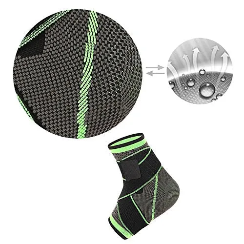 Ankle Brace - Compression Support Sleeve - Adjustable Stabilizer Straps