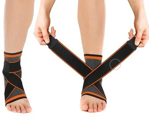 Ankle Brace - Compression Support Sleeve - Adjustable Stabilizer Straps