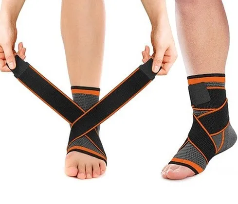 Ankle Brace - Compression Support Sleeve - Adjustable Stabilizer Straps