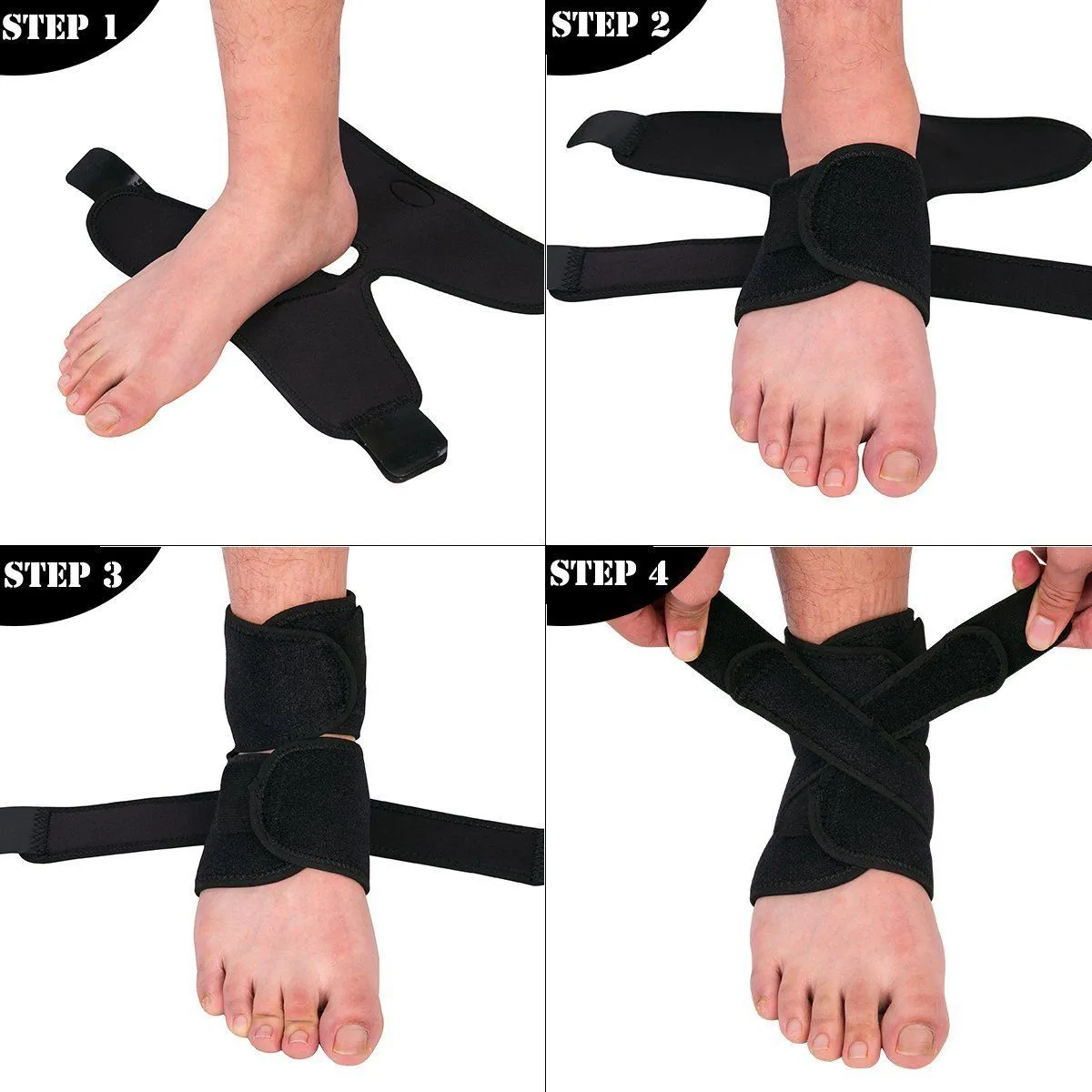 Ankle Support Brace with Adjustable Stabilizer Straps
