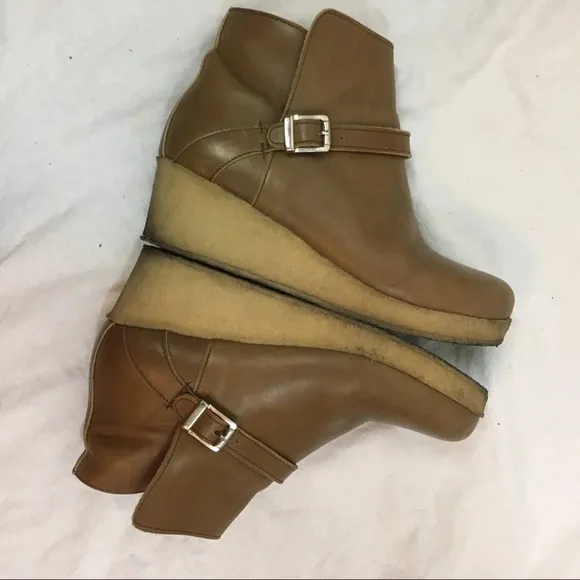 APC Leather Wedge Booties
