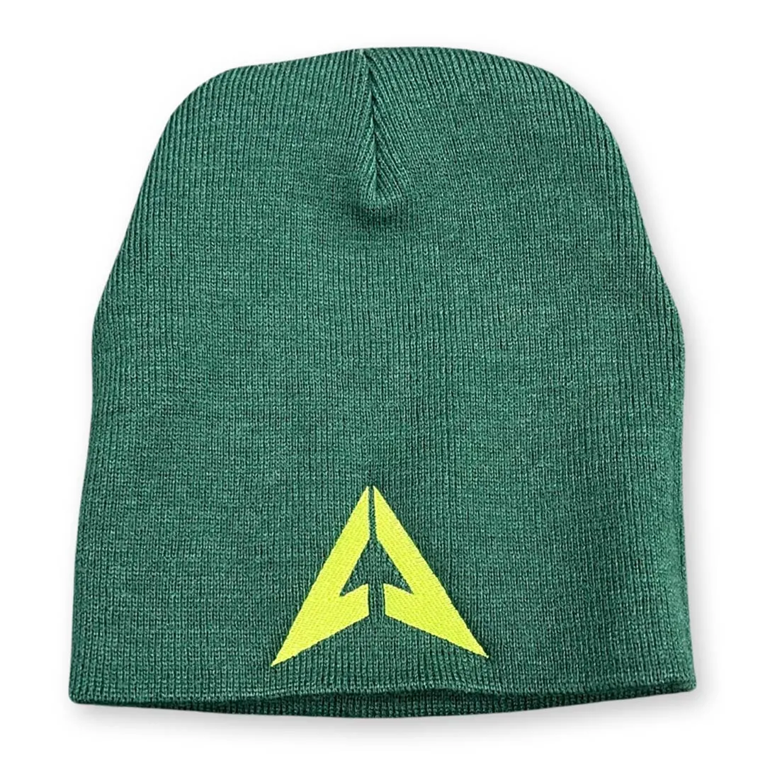 Beanie - LVL UP Icon Logo - Hunter Green with Lime