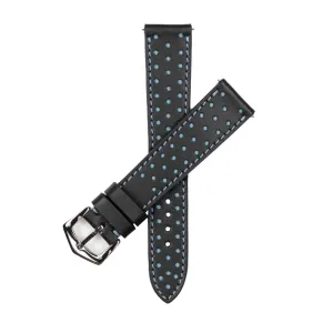 Black & Blue "Driver" Leather Watch Strap