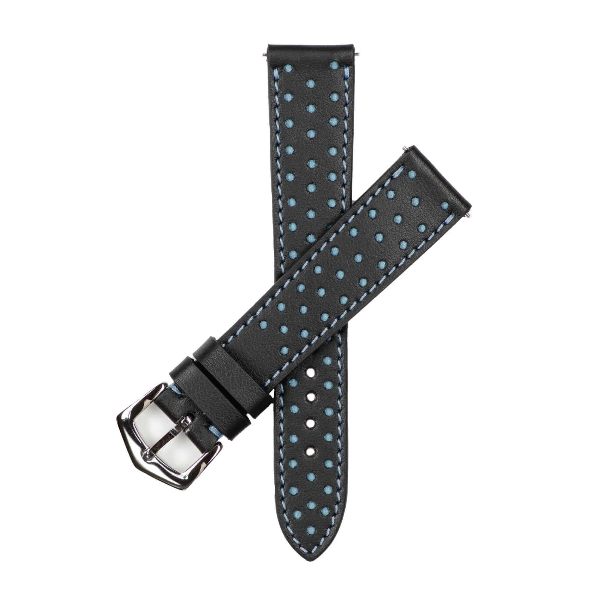 Black & Blue "Driver" Leather Watch Strap