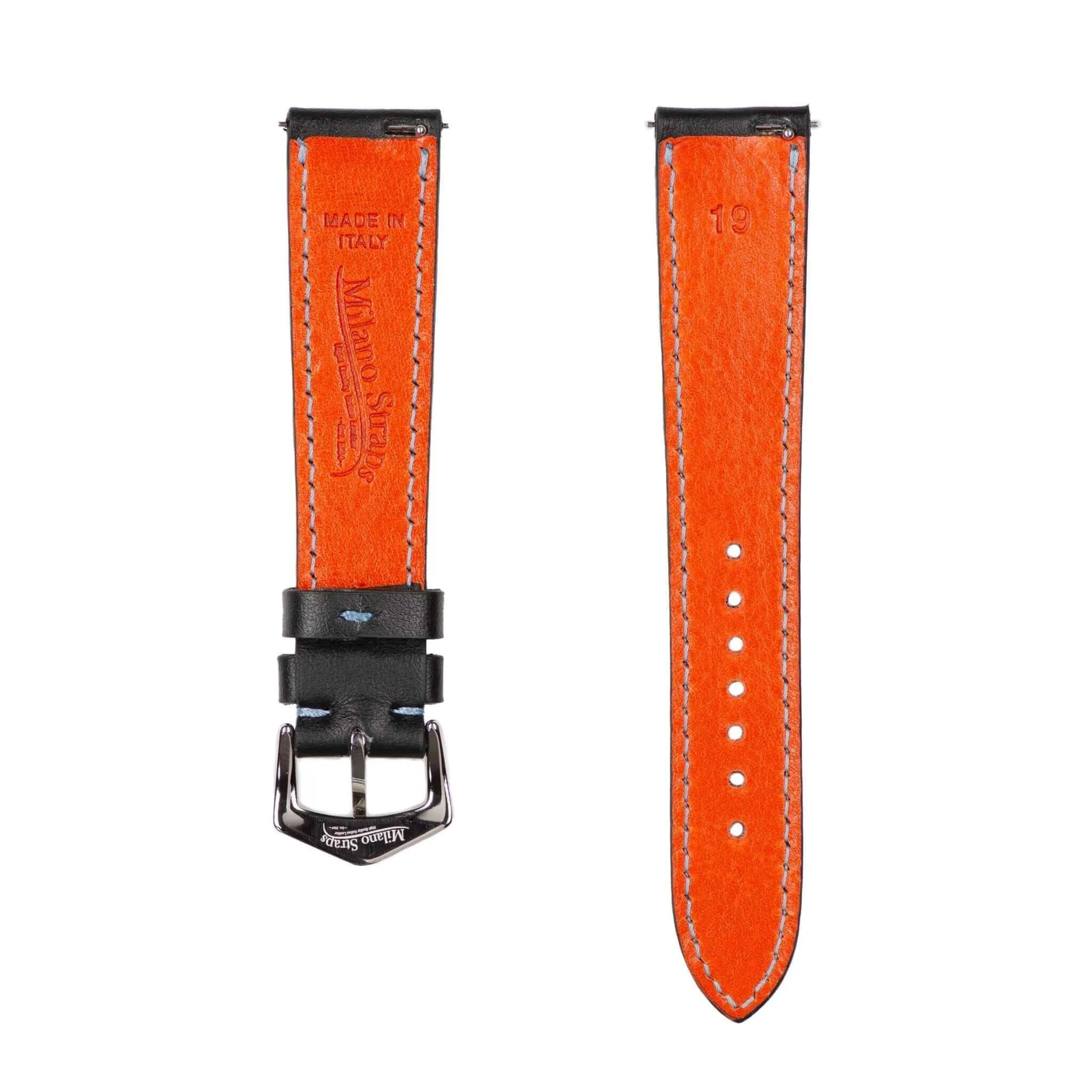 Black & Blue "Driver" Leather Watch Strap