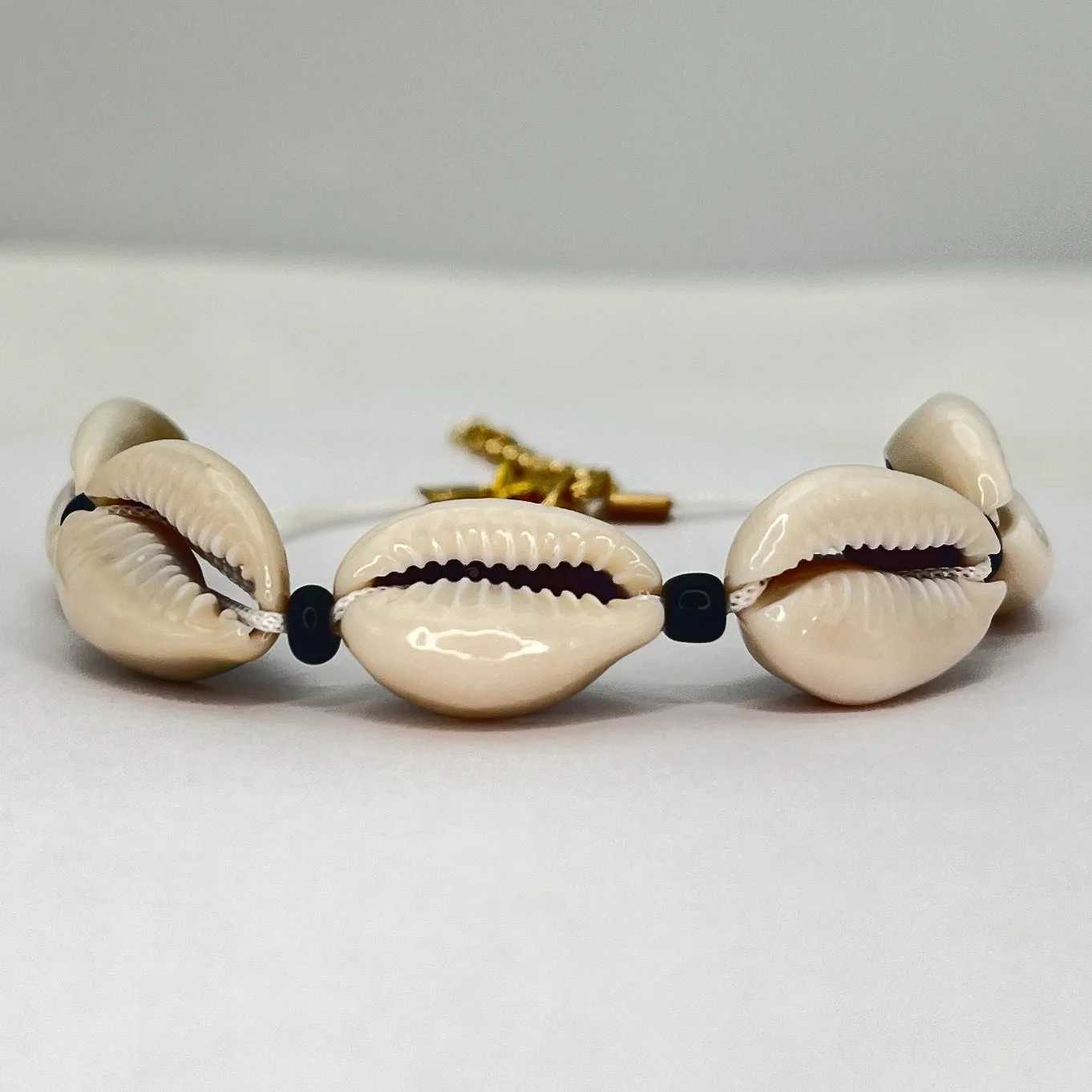  Black Beaded  Seashell Beaded Adjustable Anklet, for Her 