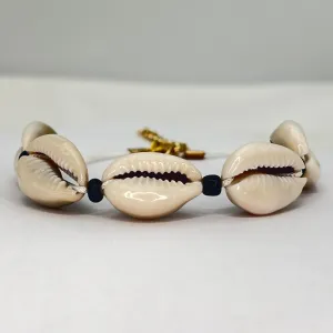  Black Beaded  Seashell Beaded Adjustable Anklet, for Her 