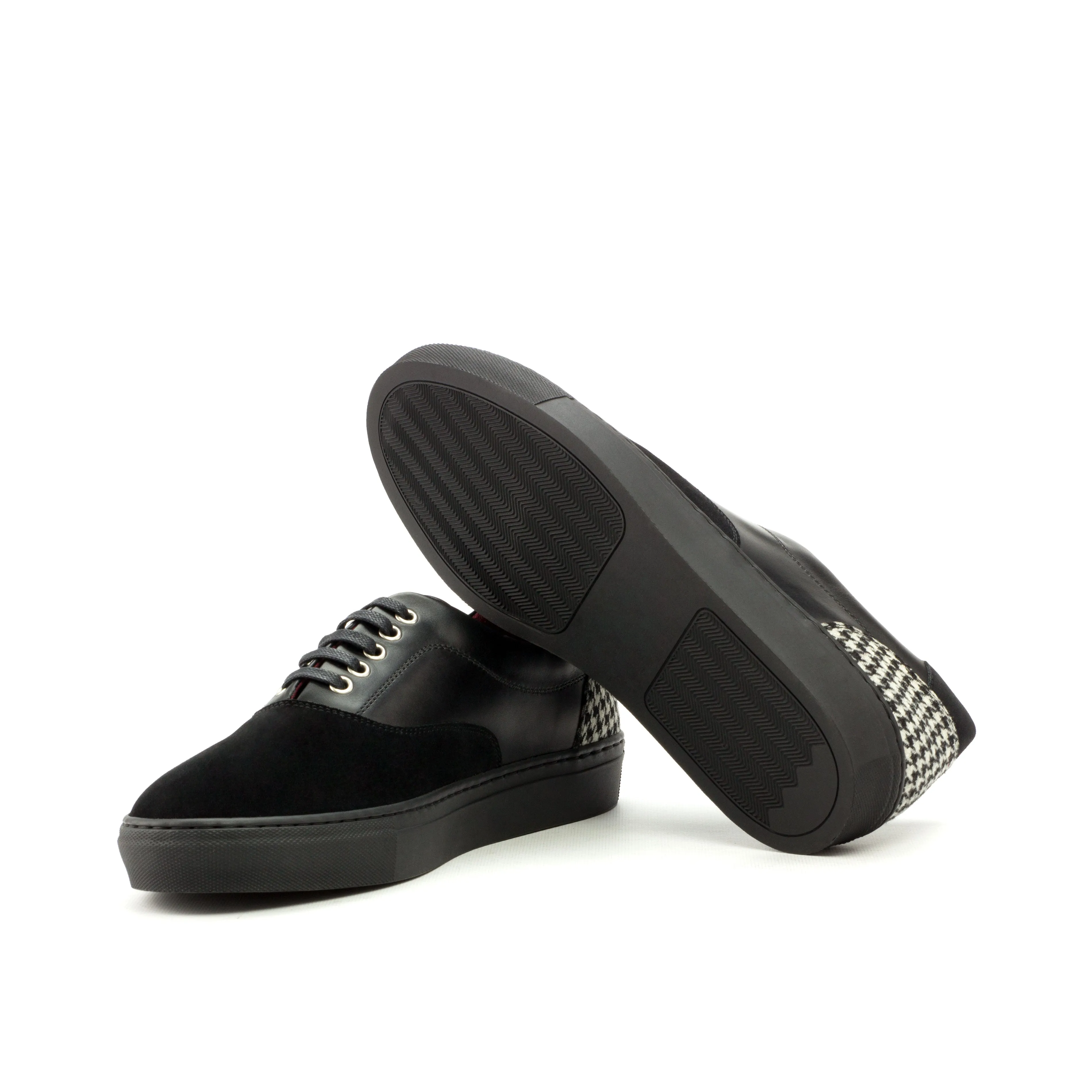 Black Nappa, Suede, & Houndstooth Top-Sider Trainers