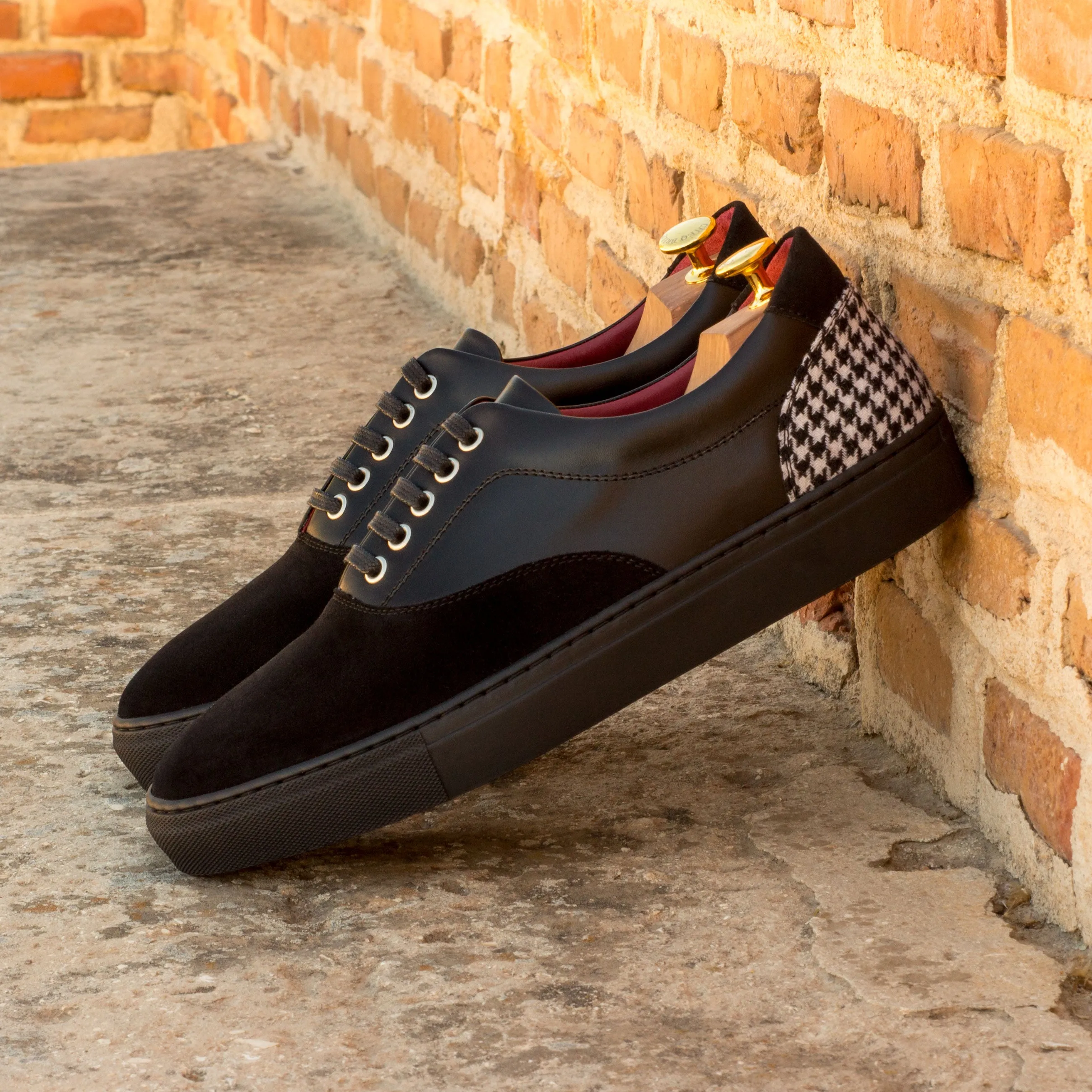 Black Nappa, Suede, & Houndstooth Top-Sider Trainers