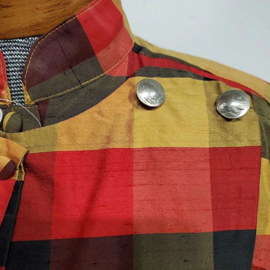 Black Yellow Red Plaid Western Top