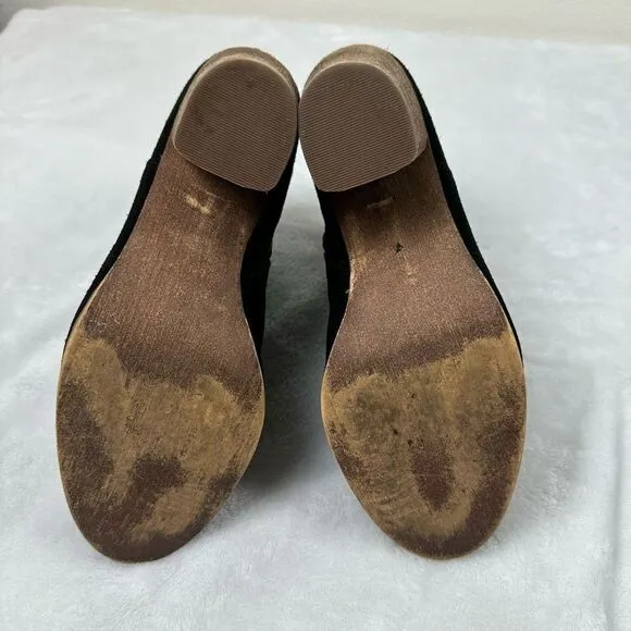 BP Women's Size 9.5 Suede Leather Ankle Booties Stacked Heel Strap Buckle Ankle