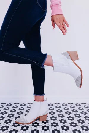 Broadway Rhinestone Booties - White