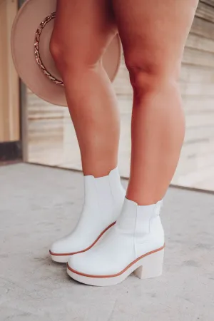 Cara Lug Ankle Booties - White