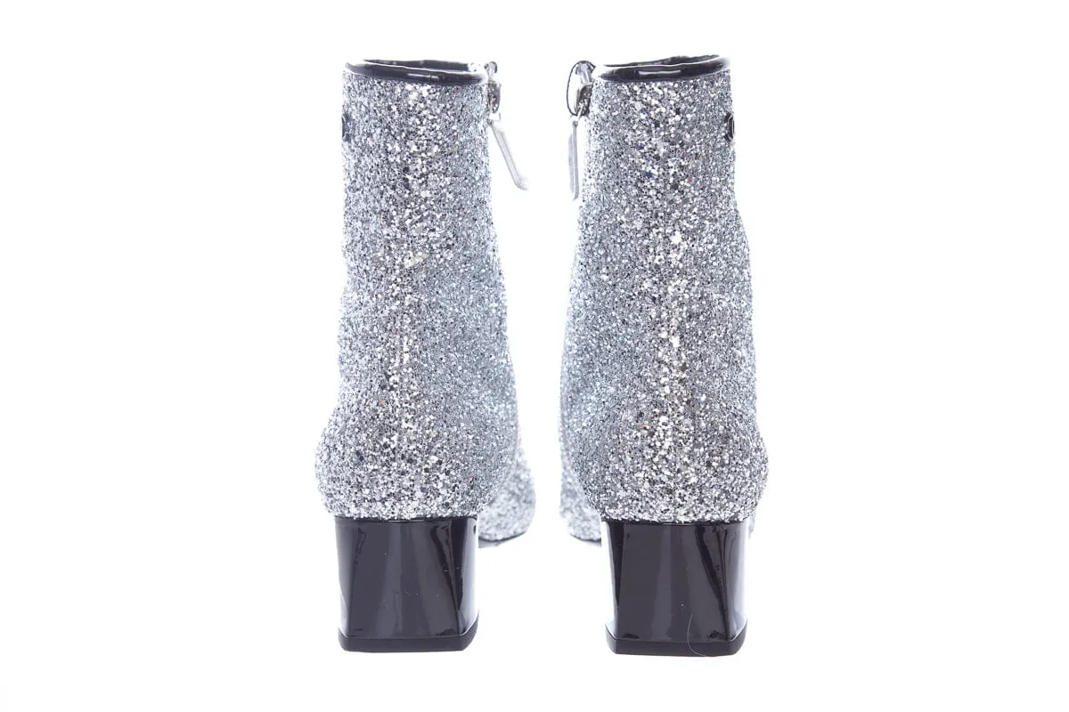 Chanel Silver Sparkle Booties SZ 40