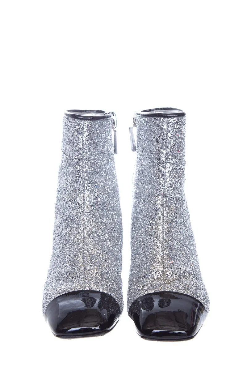 Chanel Silver Sparkle Booties SZ 40