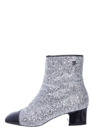 Chanel Silver Sparkle Booties SZ 40