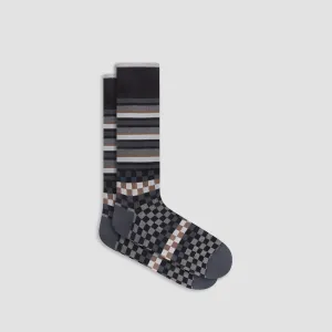 Checkerboard and Stripe Mid-Calf Socks