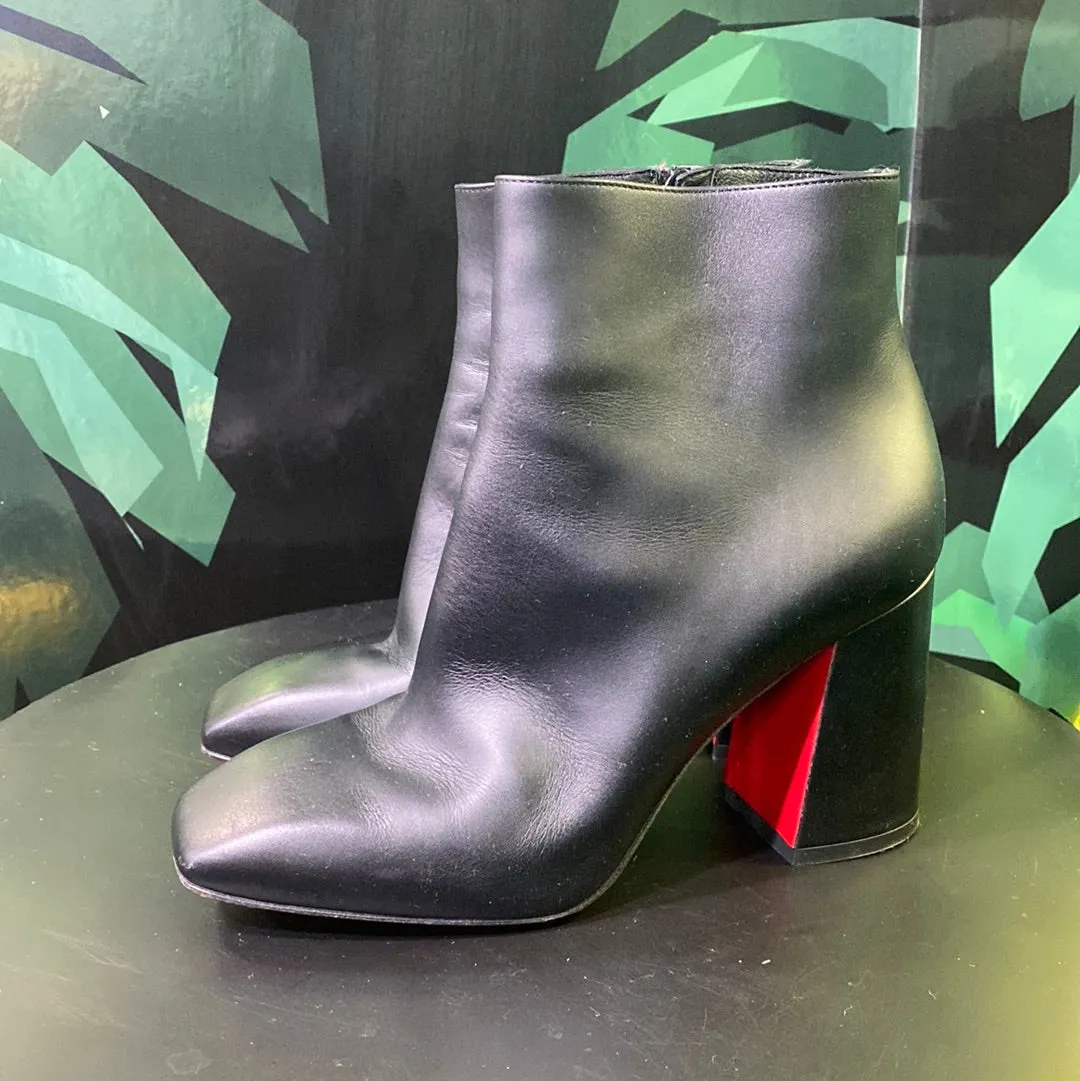 Christian Louboutin Black Leather Side Zip Booties