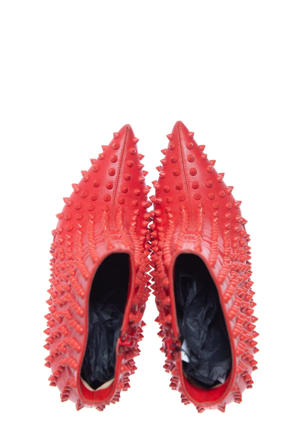 Christian Louboutin Red Leather and Spike Heel Booties SZ 40