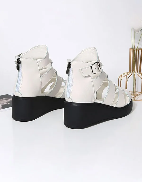 [Clearance]Women's New Retro Leather Ankle Strap Sandals 38