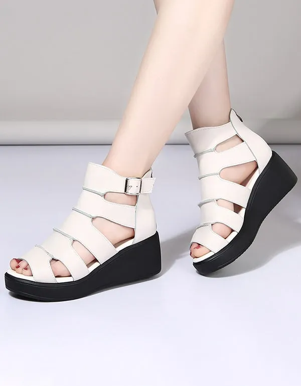[Clearance]Women's New Retro Leather Ankle Strap Sandals 38