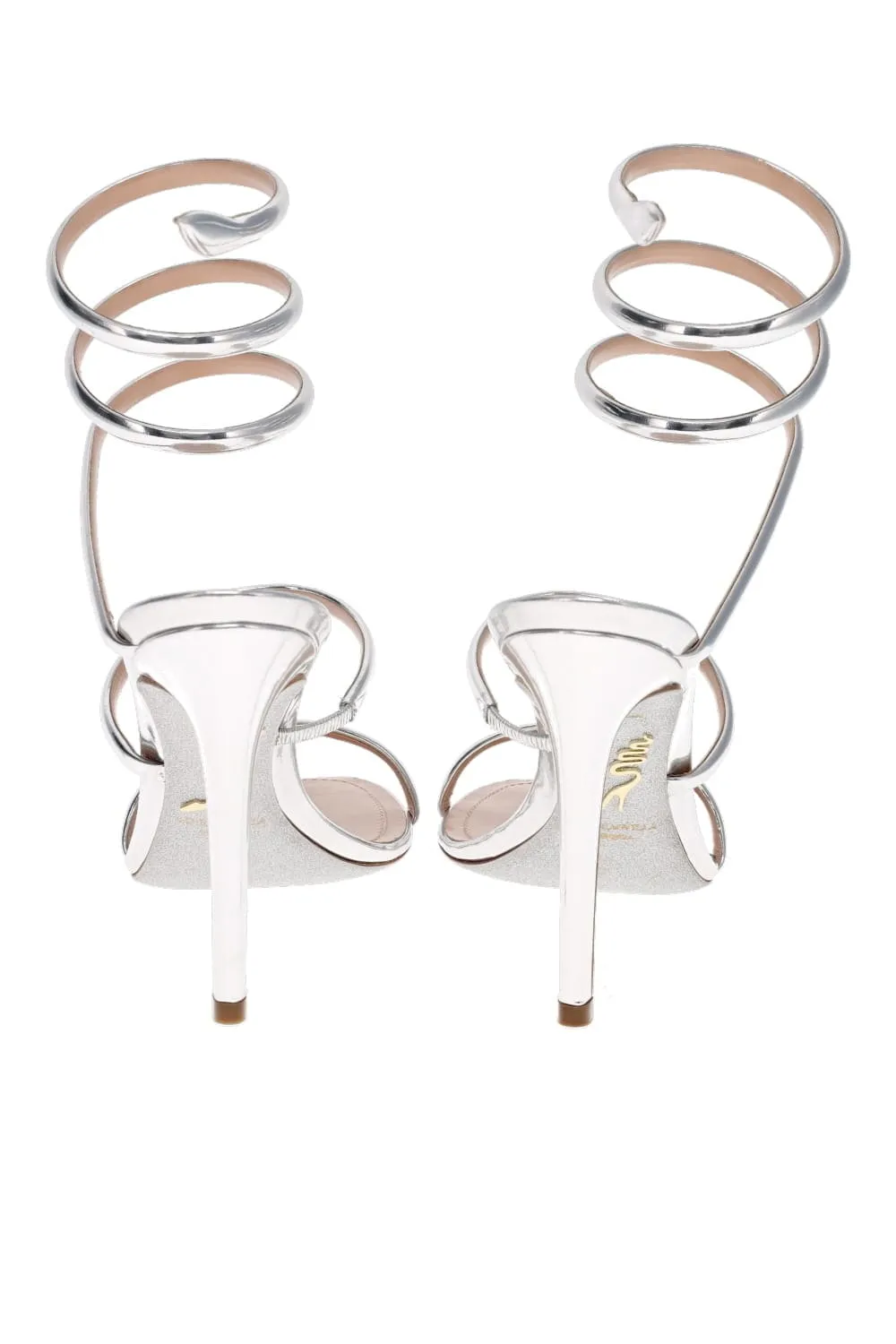 Cleo Silver Mirrored Leather Sandal
