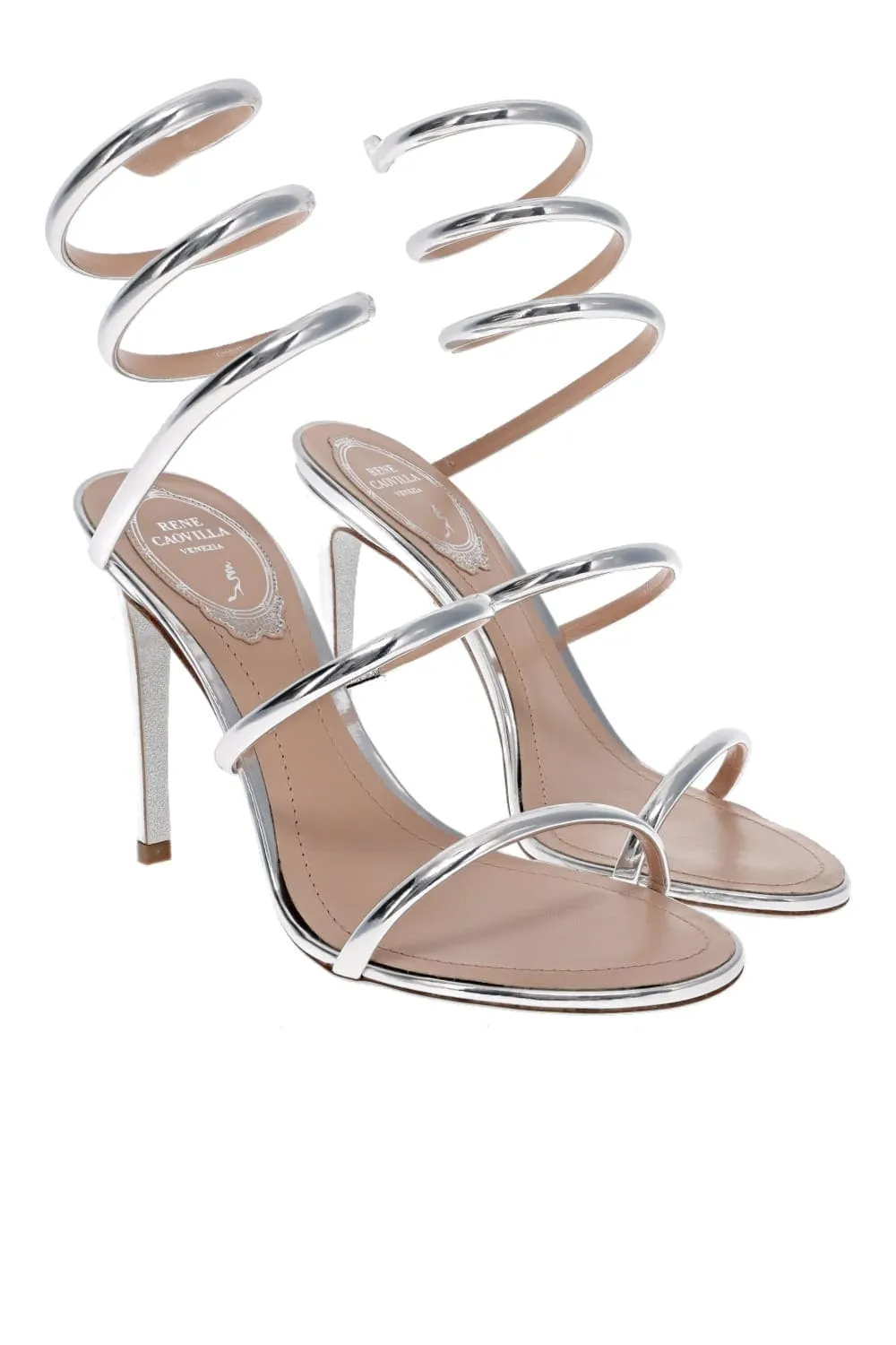 Cleo Silver Mirrored Leather Sandal