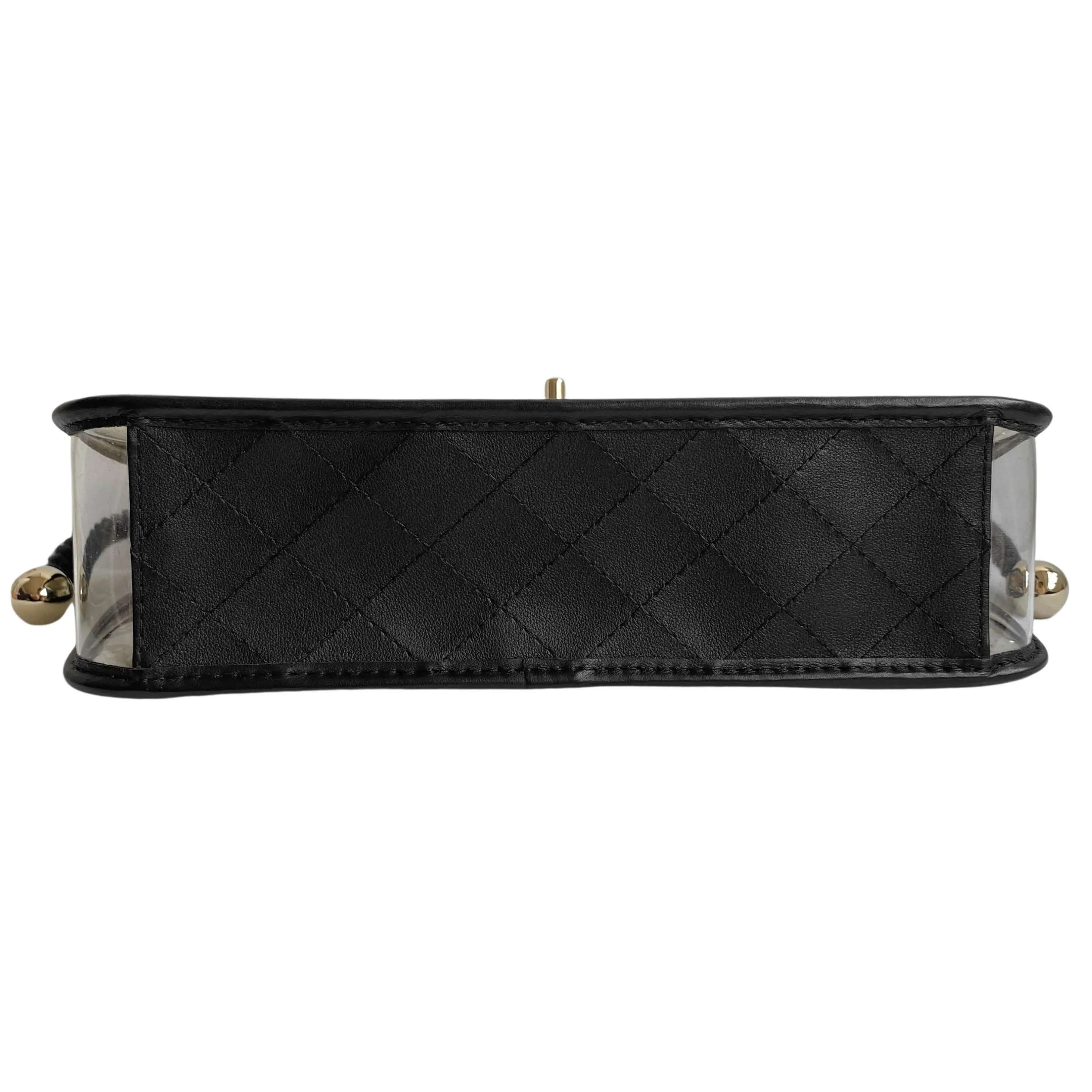 Coco Sand Pearl Strap PVC Medium Flap Bag