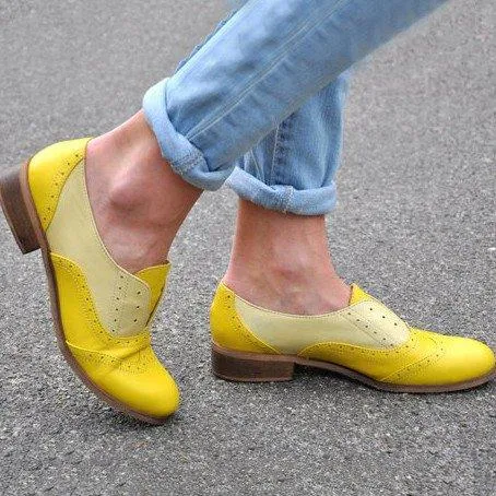 Creamtopmall Plus Size Color Block Oxford Shoes Casual Pu Slip On Loafers