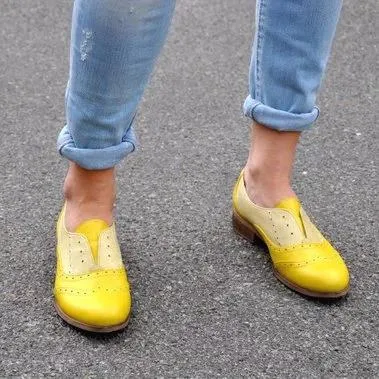 Creamtopmall Plus Size Color Block Oxford Shoes Casual Pu Slip On Loafers
