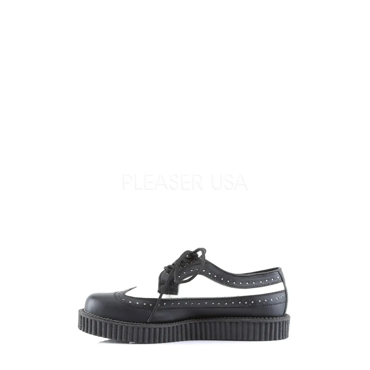 CREEPER-608  Black-White Leather